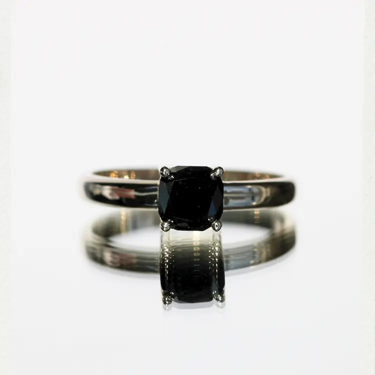 Black memorial diamond in a ring