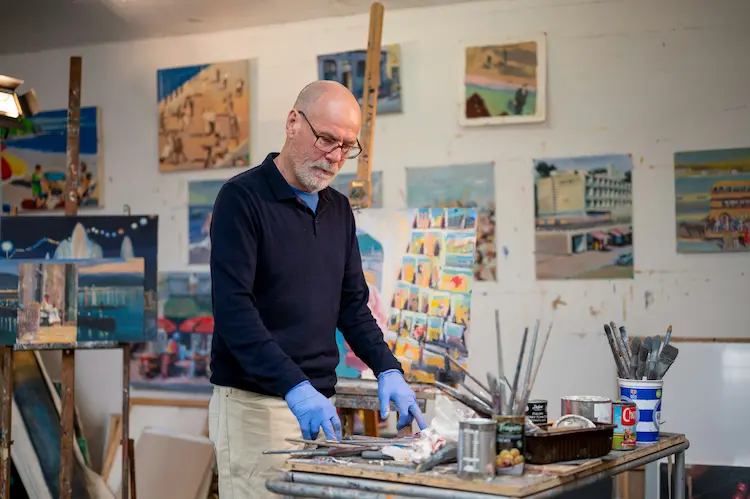 A man in his painting studio.