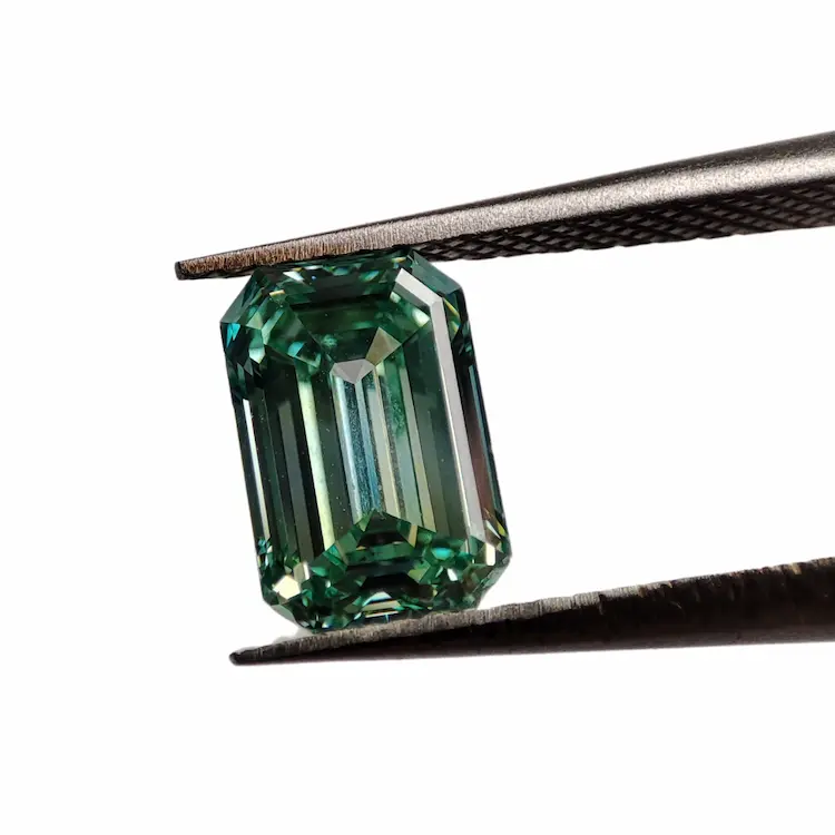 Green emerald cut memorial diamond.