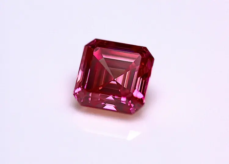 Pink asscher cut cremation diamond.